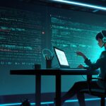 Desarrollador usando vibe coding con inteligencia artificial para programar en lenguaje natural